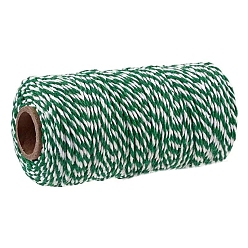Зеленый Двухцветные хлопковые нити, макраме шнур, декоративные нитки, для поделок ремесел, упаковка подарков и изготовление ювелирных изделий, зелёные, 2 мм, около 109.36 ярдов (100 м) / рулон