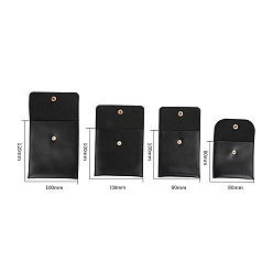 Черный Мешочки для ювелирных изделий из искусственной кожи, подарочные пакеты для ювелирных изделий с кнопкой, для кольца, ожерелья, серьги, браслета, квадратный, чёрные, 8x8 см