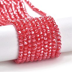 Red Opaque Glass Beads Strands, Faceted, Round, Red, 3mm, Hole: 0.8mm, about 164~166pcs/strand, 19.69~19.88 inch(50~50.5cm)