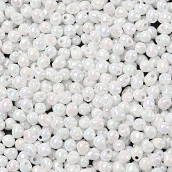 (DP471) White Pearl AB Cuentas colgantes Miyuki de 3.4mm, granos de la semilla japonés, colores opacos ab, (dp471) blanco perla ab, 3.4x3 mm, agujero: 0.65 mm, Sobre 900 unidades / 50 g