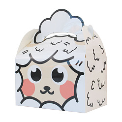 Sheep Rectangle Paper Candy Packaging Box, for Bakery and Party Gift Packaging, Sheep Pattern, 16x9.5x19cm