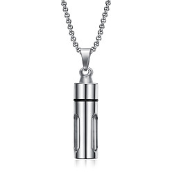 Stainless Steel Color 316L Surgical Stainless Steel Urn Ashes Pendants, Column, Stainless Steel Color, 59x13mm, Hole: 8x6mm