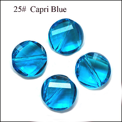 Deep Sky Blue Imitation Austrian Crystal Beads, Grade AAA, Faceted, Flat Round, Deep Sky Blue, 10x5mm, Hole: 0.9~1mm