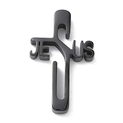 Черный Пасхальные 304 кулоны из нержавеющей стали, амулеты в виде креста Иисуса, ионное покрытие (ip), чёрные, 32.5x20x4.5 мм, отверстие : 3.5 мм