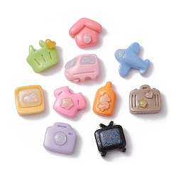 Mixed Color Plane/TV/Bus Clothes Daily Theme Opaque Resin Decoden Cabochons, Mixed Shapes, Mixed Color, 11.5~15x9~15x5.5~6mm