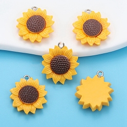 Цветок Подвески из смолы, с платиновым шлейфом, цветок, 25x22 мм, отверстие : 2 мм