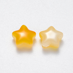 Yellow Imitation Jade Glass Beads, Two Tone, Star, Yellow, 8x8.5x4mm, Hole: 1mm