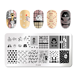 Bear Stainless Steel Nail Art Stamping Plates, Nail Image Templates, Template Tool, Rectangle, Bear, 6x12cm