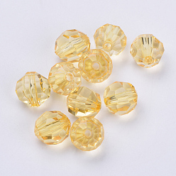 Light Khaki Transparent Acrylic Beads, Faceted, Round, Light Khaki, 20x19.5mm, Hole: 3mm, about 116pcs/500g