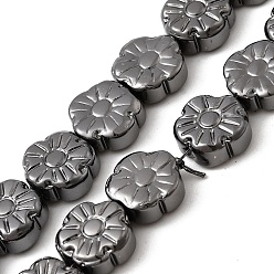 Металлическо-черное Гальванопокрытие Стеклянные бусины с гальваническим покрытием , цветок, граненые, покрытие черного цвета металла, 10.5x5 мм, отверстие : 0.9 мм, около 41 шт / нитка, 16.14'' (41 см)