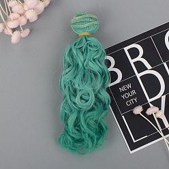 Light Sea Green High Temperature Fiber Long Instant Noodle Curly Hairstyle Doll Wig Hair, for DIY Girl BJD Makings Accessoriess, Light Sea Green, 150mm