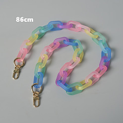 Colorful Acrylic Bag Handles, with Iron Clasp, for Bag Straps Replacement Accessories, Light Gold, Colorful, 86x2.3cm