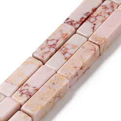 PeachPuff Synthetic Imperial Jasper Dyed Beads Strands, Rectangle, PeachPuff, 13~13.5x4~4.5x4~4.5mm, Hole: 1.4mm, about 28~29pcs/strand, 14.49''~14.96''(36.8~38cm)