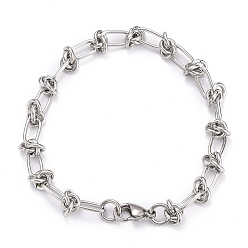 Stainless Steel Color 304 Stainless Steel Link Chain Bracelets, with Lobster Claw Clasps, Stainless Steel Color, 8 inch(20.3cm)
