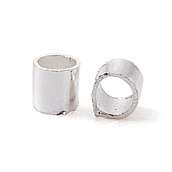 Silver Brass Crimp Beads, Tube, Silver, 2x2x0.1~0.13mm, Hole: 1.5mm