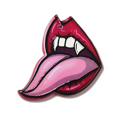 Body Double-sided Printed  Acrylic Pendants, Halloween Theme, Mouth, Body, 35x33.5x2.5mm, Hole: 1.5mm