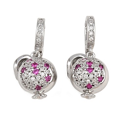 Платина Латунные микро проложить кубического циркония раз за застежками, круглые, платина, 23 мм