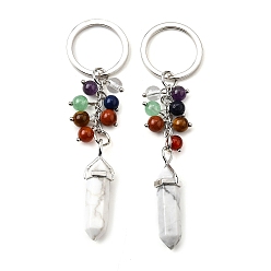 Говлит Бусины из натурального говлита с кольцами из сплава и железа брелки, 191~195 мм