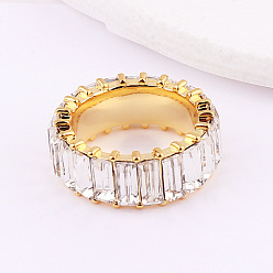 white Stylish Copper Plated Colorful Crystal Ring with Zircon Stones - European and American Fashion Jewelry