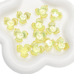 Желтый 30 шт прозрачные акриловые бусины, цветок, желтые, 22 мм, отверстие : 1 мм