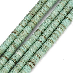 Medium Aquamarine Natural Agate Beads Strands, Dyed, Heishi Beads, Flat Round/Disc, Medium Aquamarine, 4.5x1.5mm, Hole: 0.7mm, about 270pcs/strand, 15.75''(40cm)