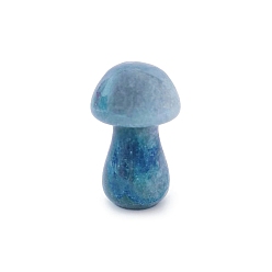 Blue Aventurine Natural Blue Aventurine Healing Mushroom Figurines, Reiki Energy Stone Display Decorations, 35mm
