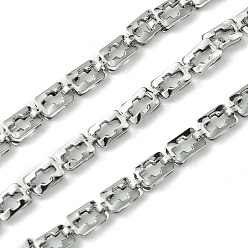Stainless Steel Color 304 Stainless Steel Rectangle with Cross Link Chains, Soldered, with Spool, Stainless Steel Color, 6x3x1.5mm, about 32.81 Feet(10m)/Roll