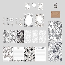 Gray Scrapbook Paper Kit, for DIY Album Scrapbook, Greeting Card, Background Paper, Rectangle with Flower Pattern, Gray, 30~210x40~297mm, 40pcs/set