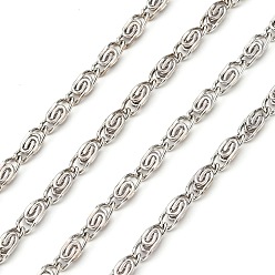 Platinum Lumachina Iron Chains, Unwelded, Silver Color, with Spool, Platinum, 6.5x2.5x1mm, about 328.08 Feet(100m)/roll