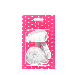 White Plastic Cookie Fondant Stamper Set, Biscuit Cookie Stamp Impress, Christmas Theme Shapes, White, 71x57x52mm, about 3pcs/set