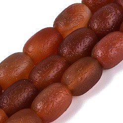 Chocolate Natural Agate Beads Strands, Jujube, Dyed & Heated, Chocolate, 17~18x12.5~13.5mm, Hole: 0.9~1.2mm, about 22pcs/strand, 15.16~15.55 inch(38.5~39.5cm)