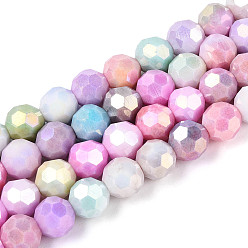 (52) Непрозрачная лаванда Антикоррозийные гальванические стеклянные бусины, имитация драгоценных камней, круглые, с покрытием AB цвета, граненый(32 граненый), разноцветные, 10 мм, отверстие : 1.2 мм, около 37 шт / нитка, 14.96'' (38 см)