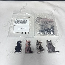 Cat Shape 8шт 4 стили печатных акриловых подвесок, форма кошки, 39~40x20~34x3 мм, отверстие : 2 мм, 3 шт / стиль