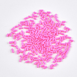 Deep Pink Handmade Polymer Clay Sprinkle Beads, Fake Food Craft, No Hole, Column, Deep Pink, 2~6x1.5mm