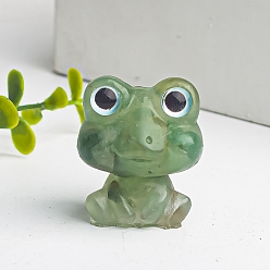 Green Aventurine Resin Frog Display Decoration, with Natural Green Aventurine Chips inside Statues for Home Office Decorations, 25x20x30mm