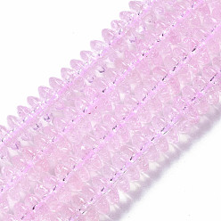 Pearl Pink Crackle Glass Beads, Dyed & Heated, Rondelle, Pearl Pink, 6x3.5mm, Hole: 1.2mm, about 147pcs/strand, 15.23 inch(38.7cm)