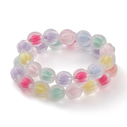 Mixed Color Mother's Day Jewelry, Mother and Daughter Bracelets Sets, Transparent Acrylic Beads Stretch Bracelets, Frosted, Bead in Bead, Corrugated Round, Mixed Color, Mother: 2-1/8 inch(5.5cm) inner diameter, Daughter: 1-7/8 inch(4.7cm) inner diameter, 2pcs/set