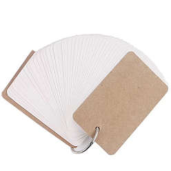 White Cute Kraft Paper Mini Loose-leaf Notebook for Student, Portable Ring Binder Book, Rectangle, White, 70x40x23mm, 50sheets/pc