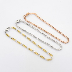 Mixed Color Casual Style 304 Stainless Steel Twist Mother-Son Chain Bracelets for Further Design, with Lobster Claw Clasps, Mixed Color, 190x3x1.5mm