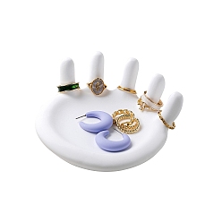 Белый Гипсовая тарелка для украшений, лоток для хранения колец, , Серьги, белые, 115x120x50 мм