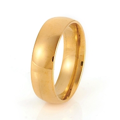 Golden 201 Stainless Steel Plain Band Rings, Golden, Size 8, Inner Diameter: 18mm, 6mm