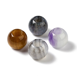 Couleur Mélangete Perles européennes scintillantes en résine, Perles avec un grand trou   , rondelle, couleur mixte, 13.5x11~11.5mm, Trou: 6mm