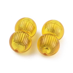 Yellow Brass Screw Clasps, with Resin & Amber, Translucent, Compacting Molding, Column, Platinum & Golden, Yellow, 8x13mm, Hole: 1mm