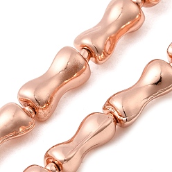 Гальванический Розовый Золотой Стеклянные бусины с гальваническим покрытием , бамбуковую палку, покрытием из розового золота, 16.5x8.5x7 мм, отверстие : 1 мм, около 22 шт / нитка, 15.75'' (40 см)
