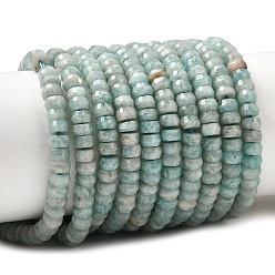 Амазонит Природных амазонит бисер нитей, рондель, граненые, 4x2.5 мм, отверстие : 0.9 мм, около 151~155 шт / нитка, 14.57''~14.96'' (37~38 см)