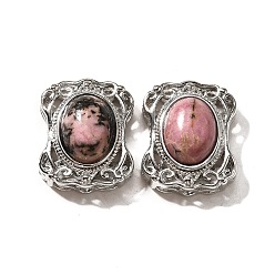 Родонит Природные многонитевые звенья родонита, прямоугольные, с латунными микро проложить кубических выводы циркония, стойки покрытие, без свинца и без кадмия, 21.5x17.5x10.5 мм, отверстие : 2 мм