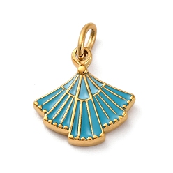 Светлый Морско-зеленый 304 нержавеющей стальной эмали подвески, с целью перехода в кольце, фанатское очарование, реальный 14 k позолоченный, ионное покрытие (ip), светло-зеленый, 15.5x15x2 мм, отверстие : 5x3 мм