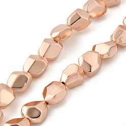 Светло-Золотое Покрытие Стеклянные бусины с гальваническим покрытием , самородки, полное покрытие, граненые, свет позолоченные, 12x10x7 мм, отверстие : 1 мм, около 37 шт / нитка, 17.44'' (44.3 см)