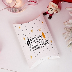 Word Pillow Paper Bakery Boxes, Christmas Theme Gift Box, for Mini Cake, Cupcake, Cookie Packing, Word, 140x100x26mm