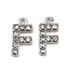 Letter F 304 из нержавеющей стали амулеты горный хрусталь, цвет нержавеющей стали, Буква F, 9.5x5x2, отверстие : 1 мм